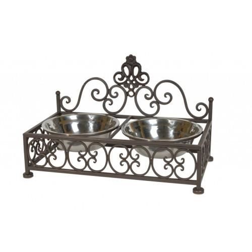 Gamelle chien double avec support fonte