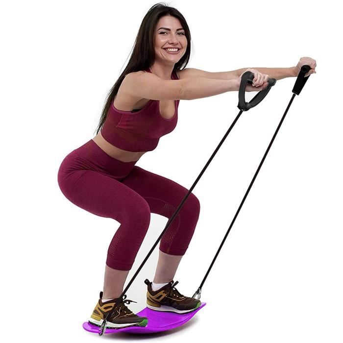 Planche d'Équilibre Unisexe Fitness Planches d'Exercices Entraînement avec cordes de traction 60x25cm Violet
