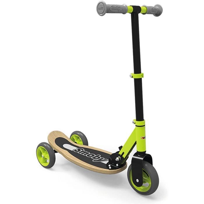 Smoby - Patinette Bois 3 Roues Pliable - Trottinette Enfant - Roues Silencieuses - 750174