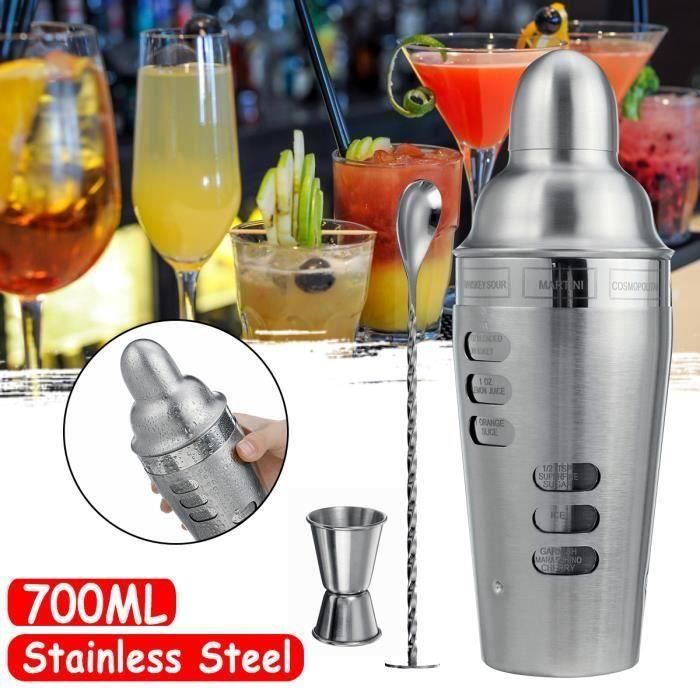 Shaker à Cocktail Professionnel Bar Shaker à Cocktail Set Inox 700ml 3PCS