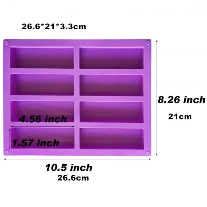 Moule rectangulaire en Silicone Barres de protéines de Silicone moule de Silicone moule à savon en Silicone Barres de - Type 8 cups