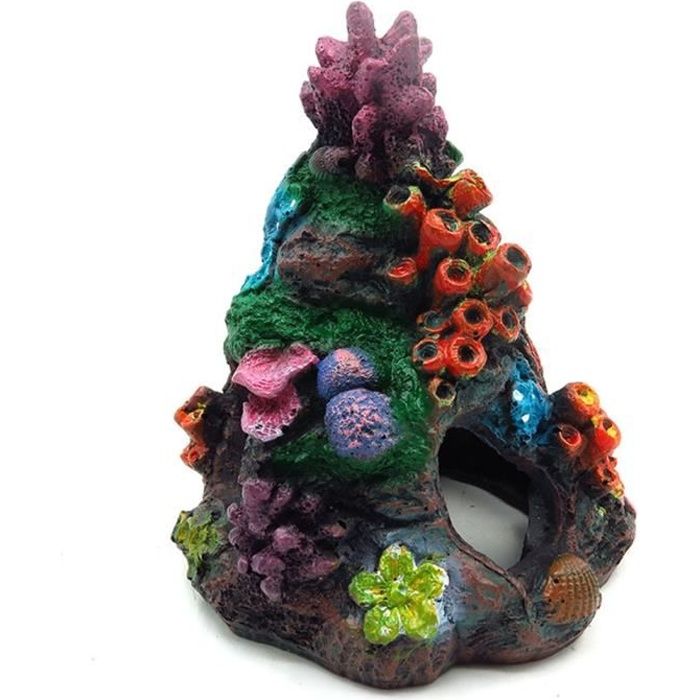 Decoration aquarium corail, Decoration aquarium pour tortue, Decor pour aquarium, en Polyrésine, 13.5 * 13.5 * 16 cm