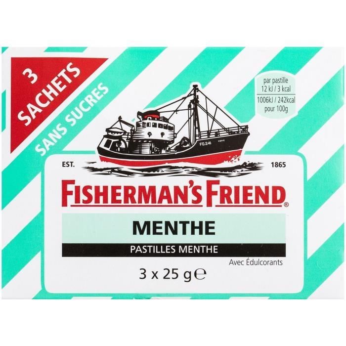 FISHERMAN'S FRIEND Pastille sans sucres - 3x 25g - Menthe