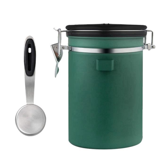 Café Thé Boîte à Sucre Cuisine Sec Alimentaire Conteneur de Stockage Pot Hermétique avec Scoop Vert 1800ml