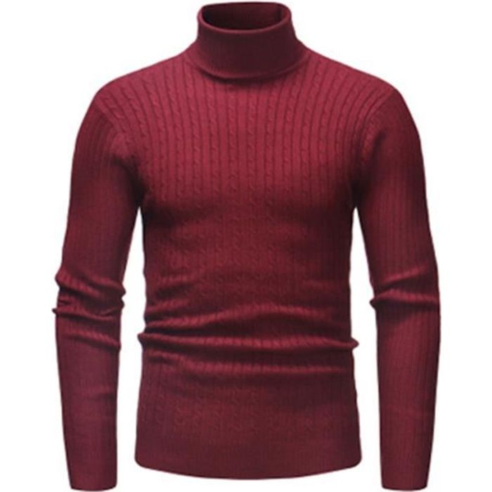 Pull Col Roulé Rayé Multicolore Respirant Tricoté En Laine Pour Hommes Chandail