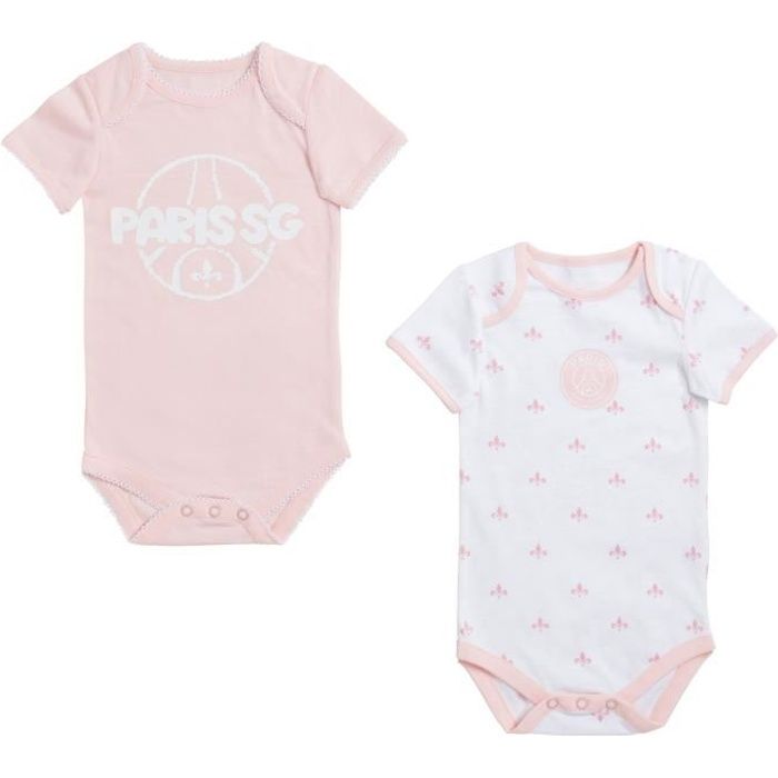 Coffret textile PARIS SAINT GERMAIN modele Body bebe - Rose - Lot de 3