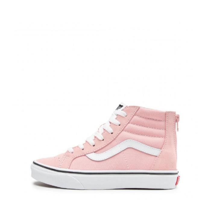 Basket Vans SKI HI ZIP Junior - Ref. VN0A4UI49AL1. Couleur : Rose, Blanc. Détails. - Tige en cuir et textile. - Semelle intérieure