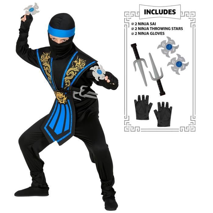 Panoplie ninja bleu enfant luxe et accessoires - plusieurs tailles -vidéo