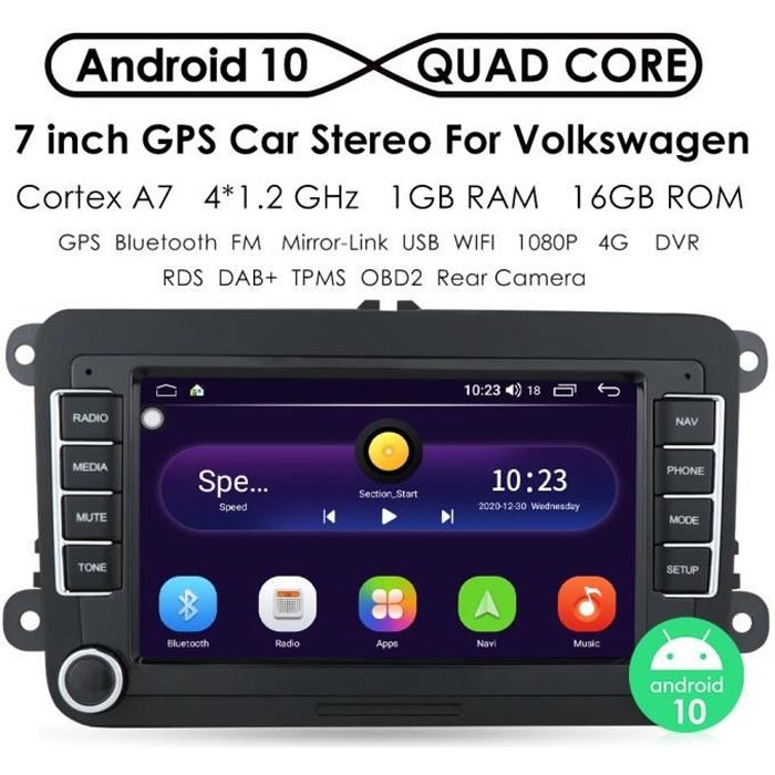 Autoradio Android 7 pouces pour VW Polo Golf 5 6 Plus Passat B6 Jetta Tiguan Touran Sharan Scirocco Caddy Seat 2 din GPS Nav Stéréo