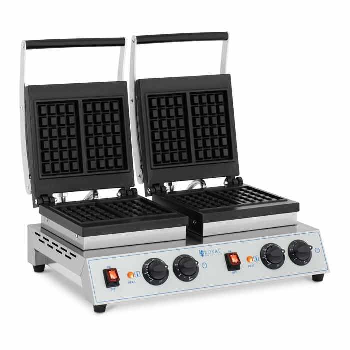 Gaufrier Électrique Professionnel Carré Double Appareil Gaufres Plaques Inox 3kW
