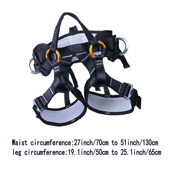 Harnais d'escalade moitié sécurité du corps Ceinture de sauvetage Sitting taille hanche Protection Ceinture Équipement Noir