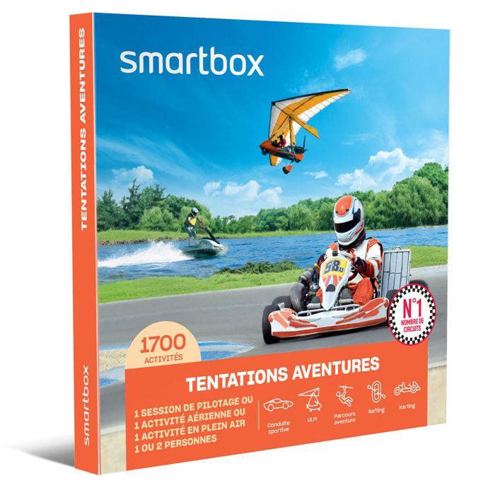 SMARTBOX - Coffret Cadeau - TENTATIONS AVENTURE - 1600 activités : conduite sportive, vol en ULM, kayak et bien d'autres