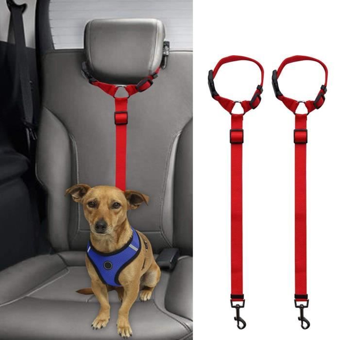 2 Paquets Sangle De Ceinture De Sécurité De Siége Pour Chat Chien Contraintes d'Appuie-Téte De Voiture Contraintes De Chien En