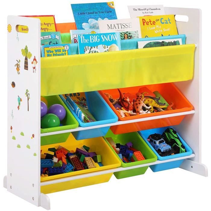 SONGMICS Meuble de rangement pour jouets et livres, 86 x 27 x 78 cm, Avec paniers amovibles GKR03W