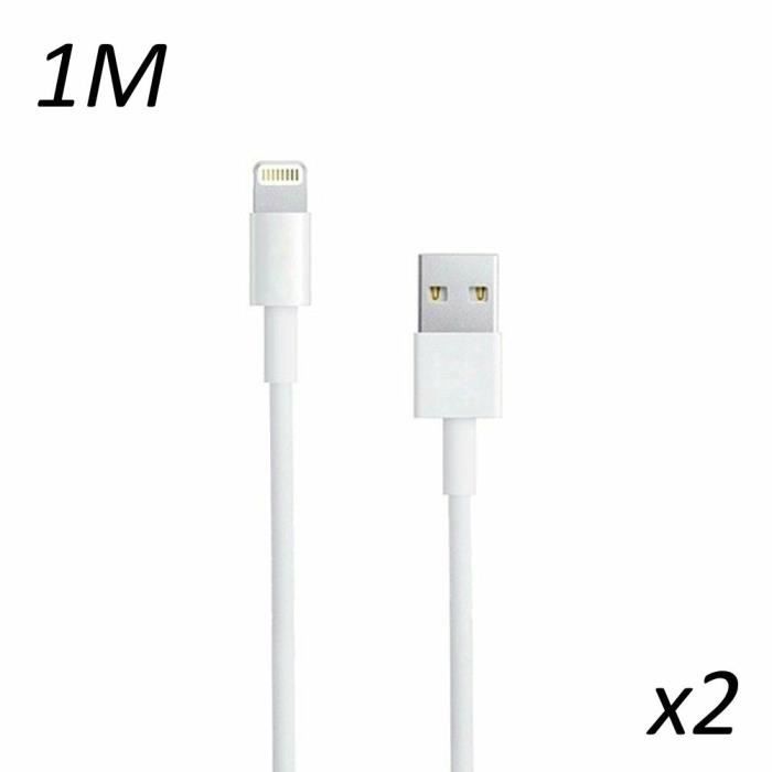 [2 pack] Cable Blanc USB 1M pour iPad 4 - Air - Air 2 - Air 2019 [Toproduits®]