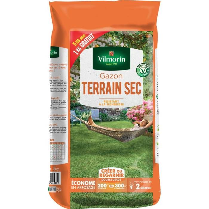VILMORIN Gazon Terrain sec 5kg dont 1 kg gratuit
