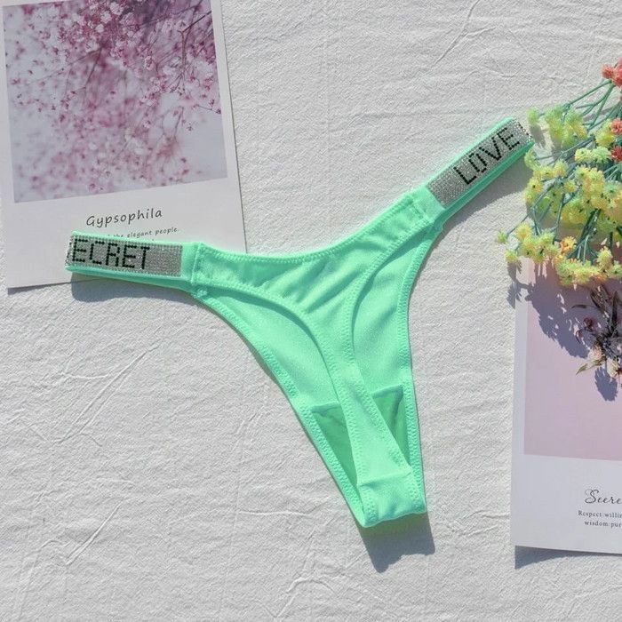 String taille basse en nylon avec biscuits brillants pour femmes,sous ...