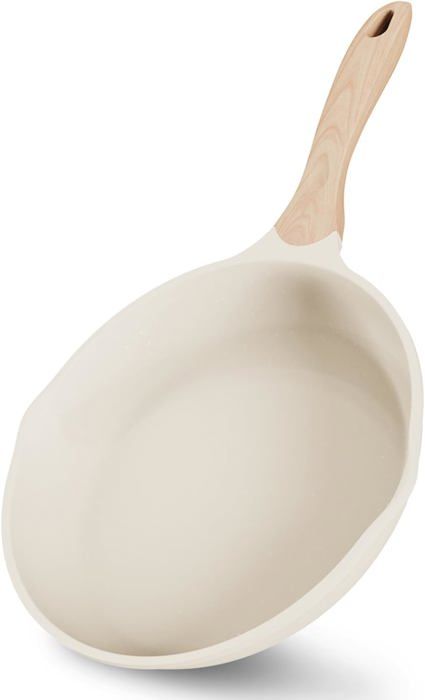 Poêle à Crêpes Antiadhésive 24cm Exyvox - Revêtement Granit Suisse Sans PFOA Beige
