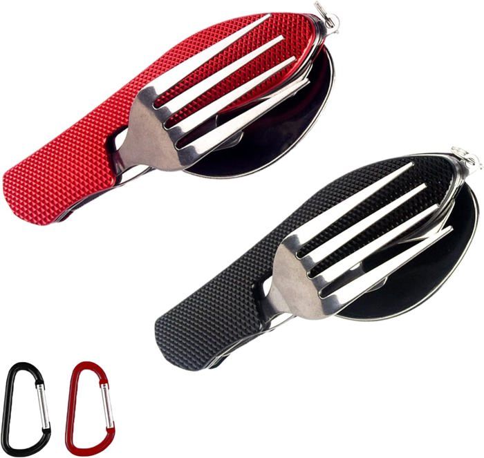ZIMAIC Couverts pliants 6 en 1 en acier inoxydable - Couverts de camping - Couverts de voyage en plein air - Vaisselle amovible - Pour la randonnée, le voyage, le pique-nique, le ZIMAIC Couverts pliants 6 en 1 en acier inoxydable - Couverts de camping - Couverts de voyage en plein air - Vaisselle amovible - Pour la randonnée, le voyage, le pique-nique, le
