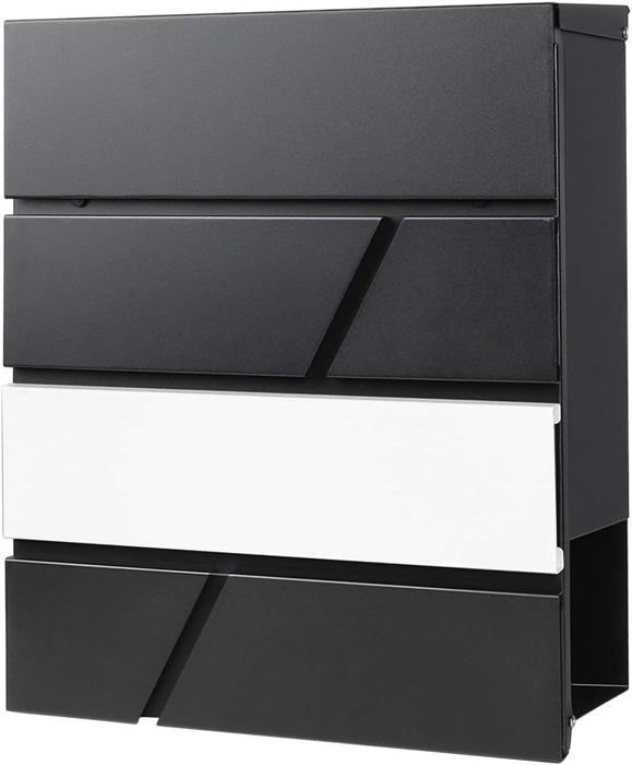 Boîte aux lettres murale design sans compartiment pour journaux Noir