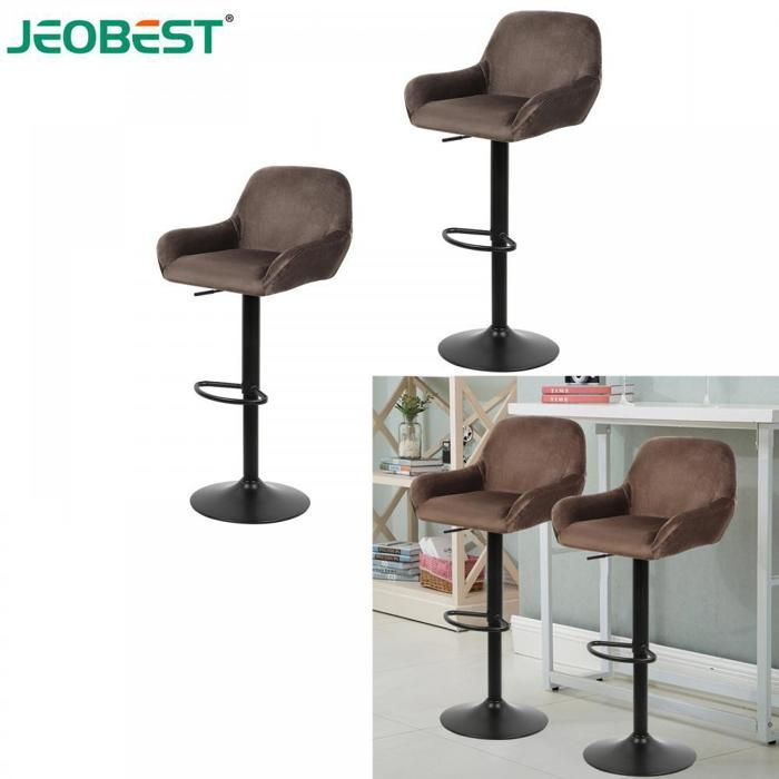 JEOBEST Tabourets de Bar Mousse Rembourrée Intégrée Chaises de Cuisine - Fauteuils Confortables Lot de 2 Hauteur Réglable