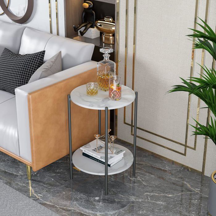 Table D'appoint Ronde Moderne 70 Cm - En Métal, Pour Intérieur Et Extérieur, Usage Polyvalent (patio, Salon, Chevet)