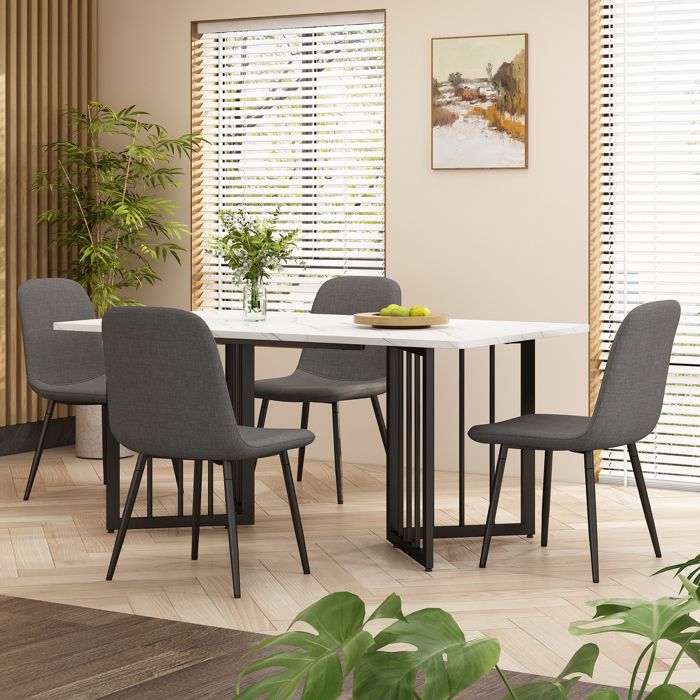 Setsail Ensemble Table Salle à Manger + 4 Chaises Noir - Design Moderne 109cm