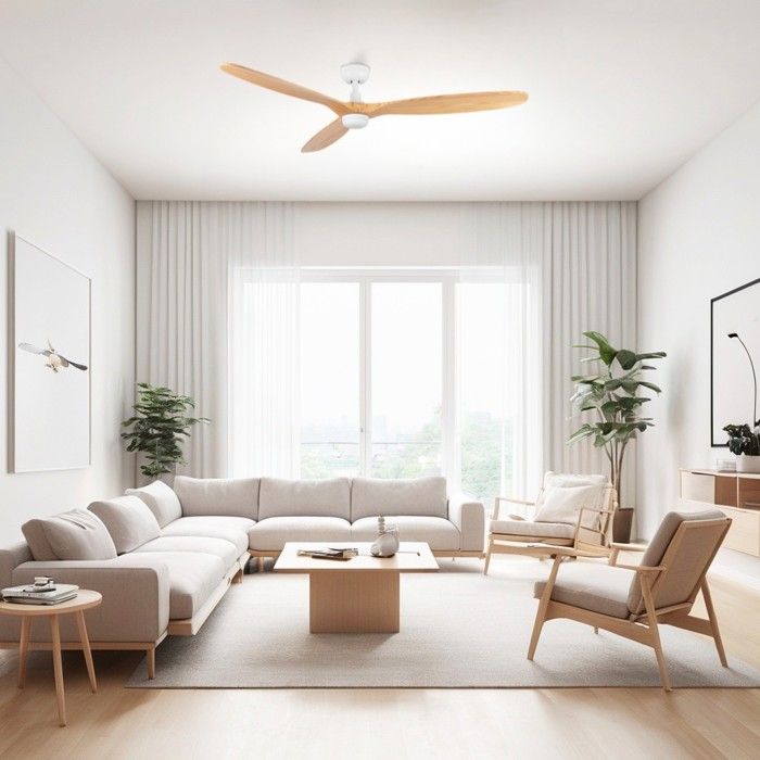 ROWIND L Ventilateur de Plafond Blanc/Pin avec Lumière Ø152 cm - Ventyly