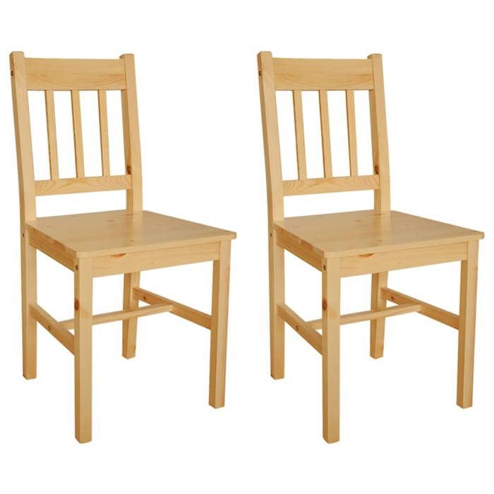 (Beige)Lot de 2 Chaises de Cuisine - SIGNOR - Jusquà 120 kg bois de pin - dintérieur 158692