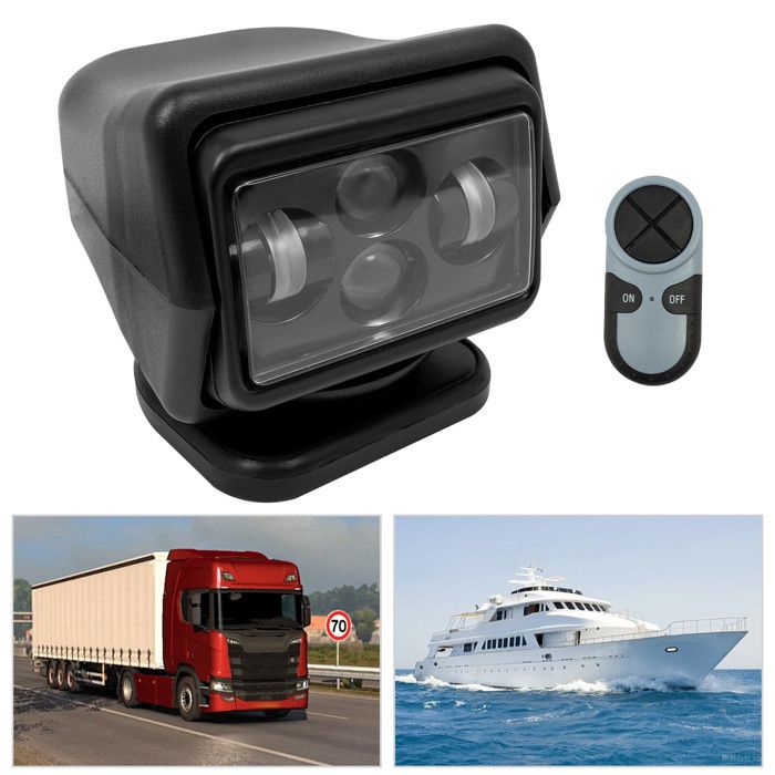 Camions Projecteur de recherche LED 60 W 600 m 8000 lm – Projecteur de travail LED avec télécommande 5 A IP67 Rotation à 360° 6500K