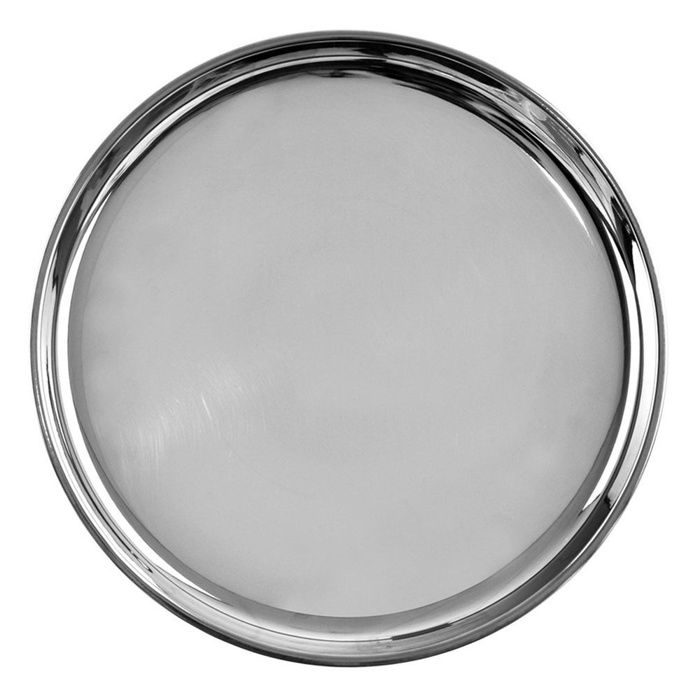 Plateau de service rond - ORION - 21 cm - Acier inoxydable - Gris - Poli brillant - Usage domestique et professionnel