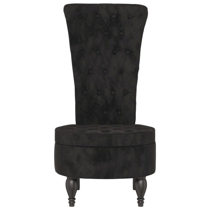 CLARENCE® Fauteuil de repos/ Chaise à dossier haut - noir velours conception de bouton LV0180