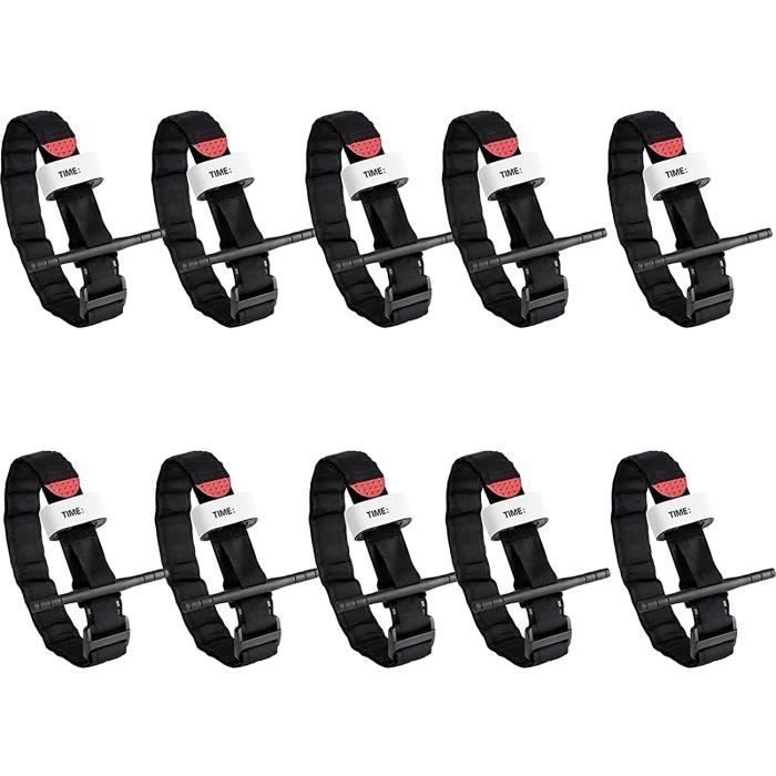 Garrot Tactique D'Urgence - Lot De 2 - Pour Randonnée, Camping, Alpinisme - Usage à Une Main - Noir, 95 Cm
