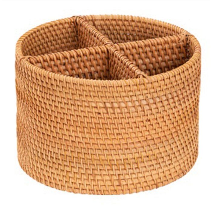 Boîte de Rangement Tissée à la Main Panier de Télécommande à Poignée Boîte Décorative pour Téléphone Portable Boîte de Rangement
