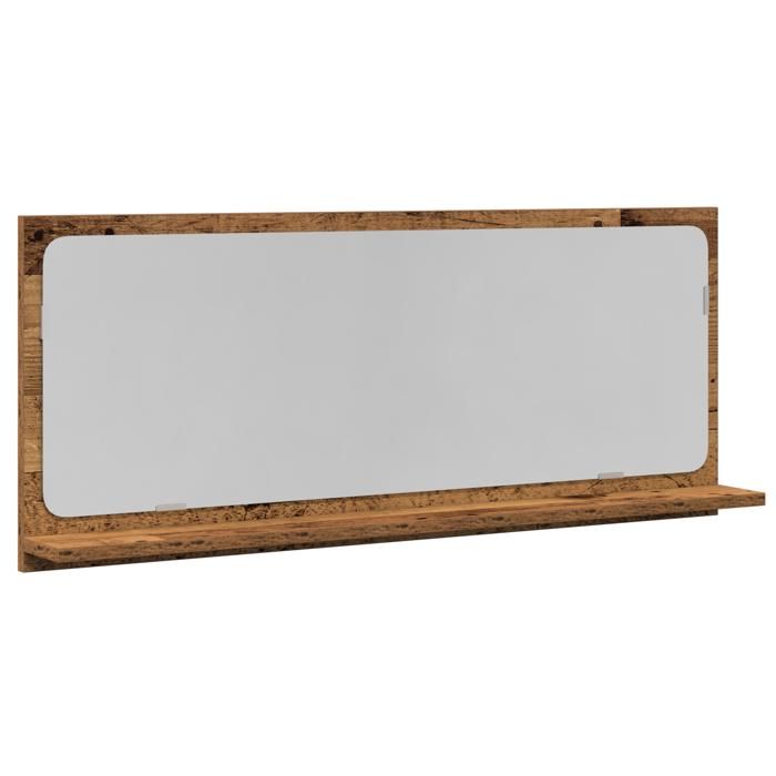 Miroir de salle de bain en bois vieilli - VIDAXL - 90x10.5x37 cm - Marron - Rectangulaire - Bois dingénierie