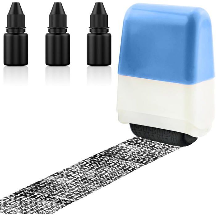 Tampon Rouleau Anti-vol Identité - 2 Pièces - Encre Indélébile - Pour Factures, Relevés, Documents Confidentiels - 9