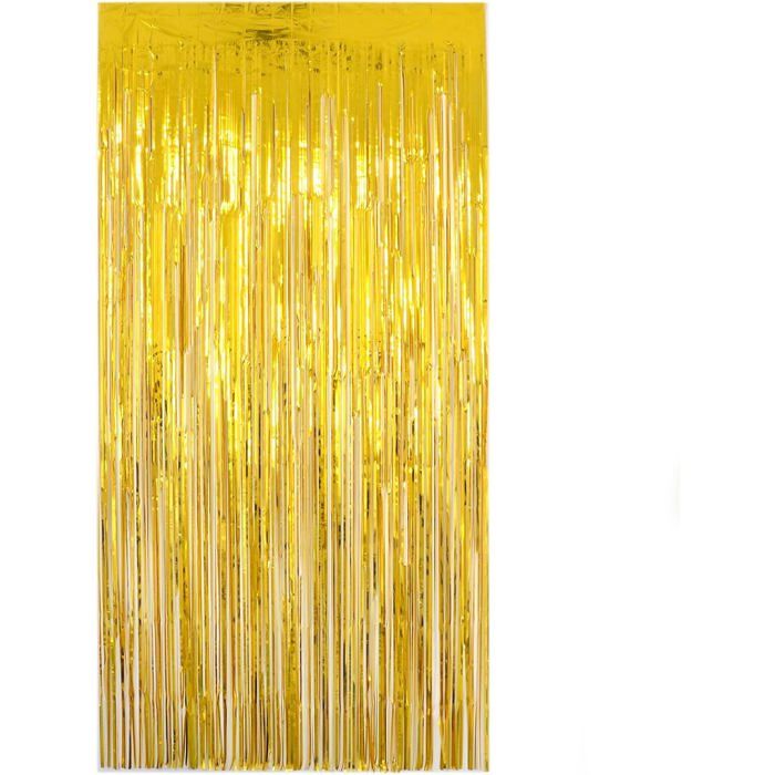 Rideau Doré Scintillant 2 Pièces (1x2 M) – Déco Fête Anniversaire, Mariage, Noël – Facile à Coller