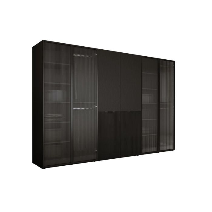 Armoire : Verre Rainuré / Graphite Noir 300 x 200 x 51 cm