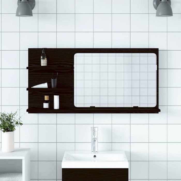 VIDAXL Armoire de salle de bain suspendue 90 x 11 x 45 cm chêne noir avec miroir