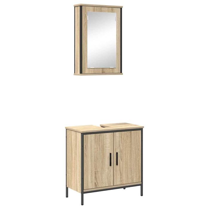 Ensemble de meubles de salle de bain - vidaXL - 2 pièces - Marron - 60x30x60 cm - Bois dingénierie - Fini mat