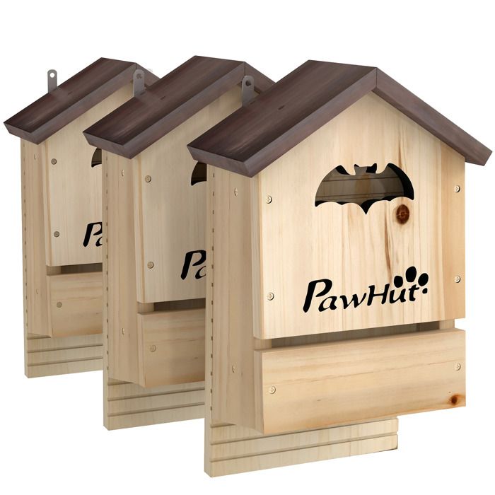 Meilleurs prix pour Lot de 3 Nichoirs Chauve Souris - PawHut - en Bois - avec 2 Chambres Intérieures - 23 x 95 x 365 cm - effet bois naturel