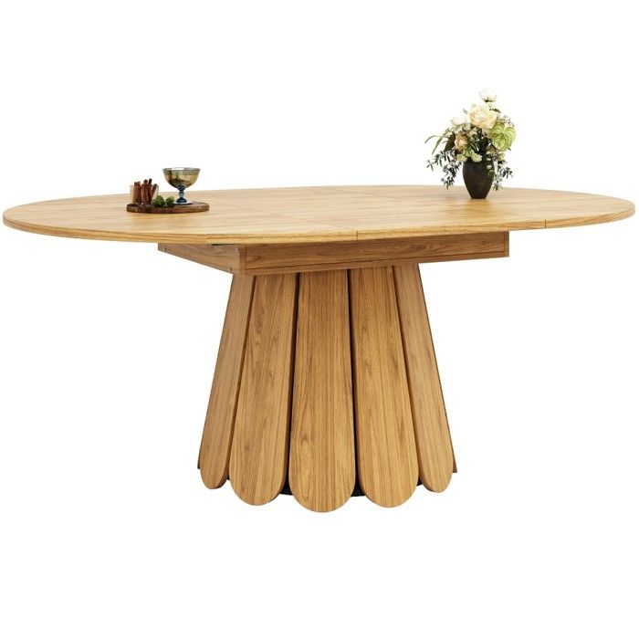 Table à Manger Ronde/Ovale Extensible Bois Massif 118-158 cm 6 Personnes Salle à Manger