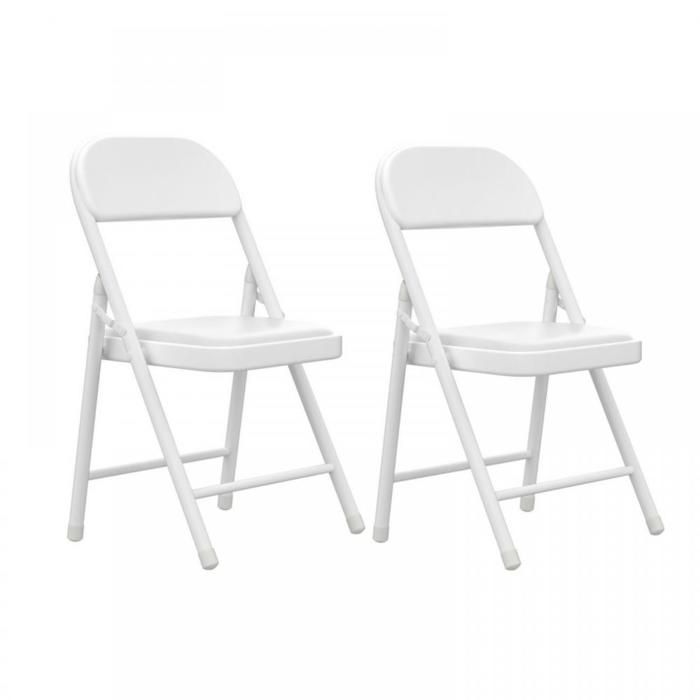 2Pcs Chaises Pliantes Chaise Pliante Interieur en Cuir de Cuisine avec Siège Rembourré Chaises de Salle à Manger Pliantes Blanc