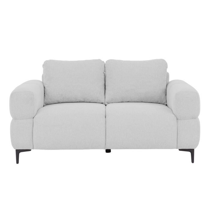 ELTON - Canapé droit tissu lisse 2 places Gris clair ELTON - Canapé droit tissu lisse 2 places Gris clair