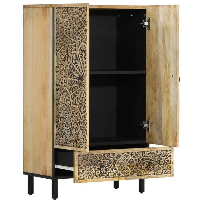 Décoratif - Buffet bahut - Placard de rangement moderne - 60x33x100cm - bois de manguier massif - pour entrée con2050630