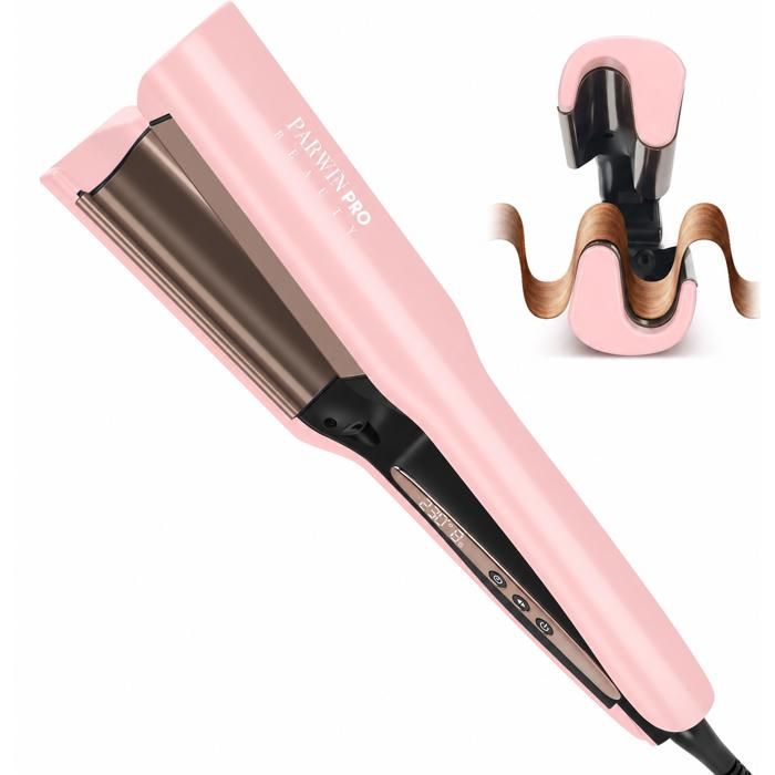 Fer à Onduler Deep Waves 25 mm Mermaid Waves PARWIN PRO BEAUTY Fer à Boucler Double Cylindre Beach Waves rose