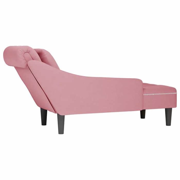 NEUF Chaise/siège de Canapé de Loisirs Fauteuil long avec coussin et accoudoir droit rose velours - L145 x l56 x H70cm FR00_9818257