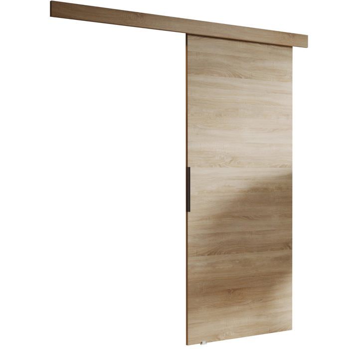 KIER FURNITURE Porte Coulissante Intérieur avec Rail MALIBU - 86x205 cm - Porte Intérieure Chambre - Chêne Sonoma