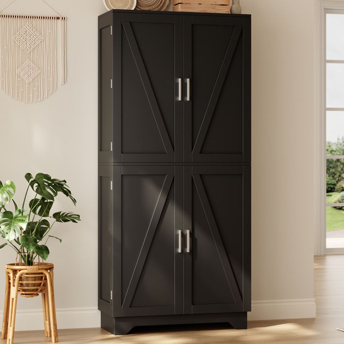 Buffet de cuisine 4 portes en MDF multicolore 80 x 40 x 180 cm