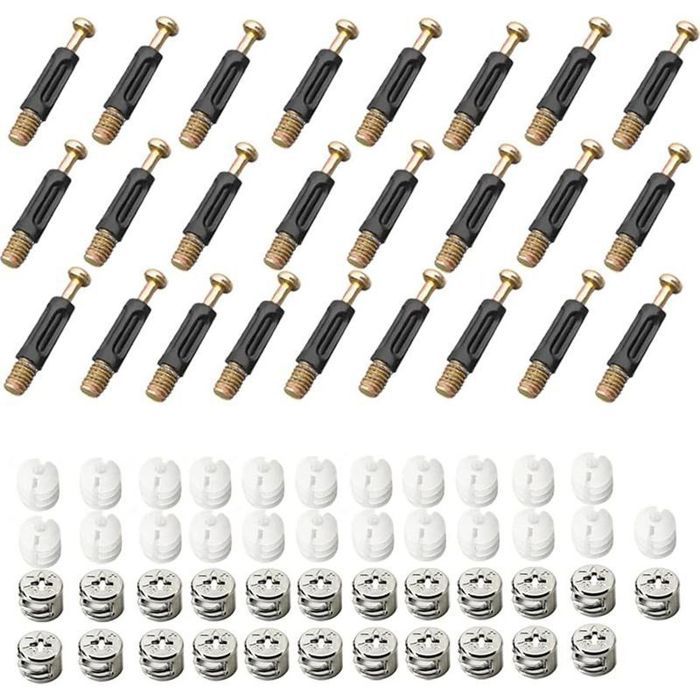 Kit Came 3 en 1 - MAX® - Fixation Meuble Armoire - 25pcs - Vis Excentrique Plastique 40mm Kit Came 3 en 1 - MAX® - Fixation Meuble Armoire - 25pcs - Vis Excentrique Plastique 40mm